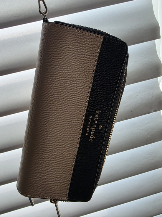 kate spade Other - Kate spade Two-Tone Taupe & Black Zip-Around Wallet